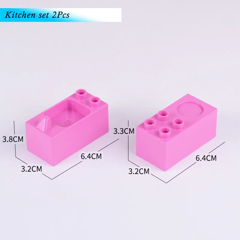 Детские Большие кирпичные строительные блоки, набор игрушечной мебели, фруктовый набор, набор для пожаротушения и т. Д. Различные большие строительные блоки игрушки аксессуары - Цвет: Kitchen set