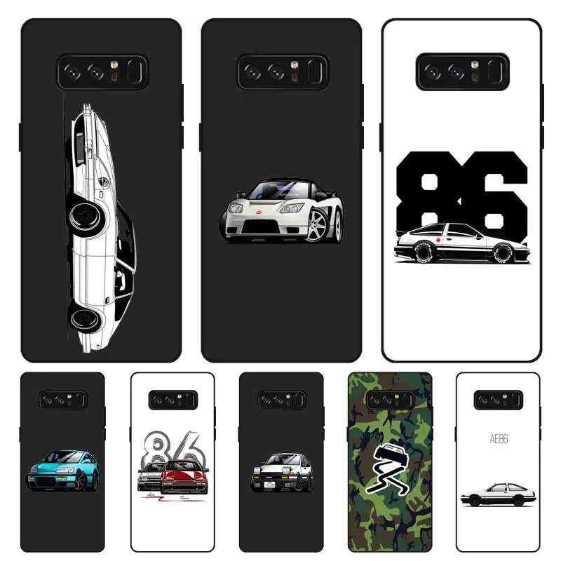 N242 Ae86 Harsh Car Black Silicone Case Cover For Samsung Galaxy Note 3 4 5 8 9 10 M10 M20 M30 |