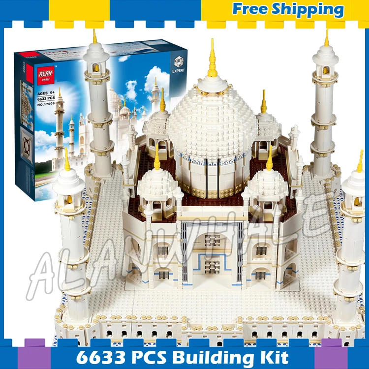 

6633pcs Architecture Wonder Taj Mahal Huge Ivory-white Marble Mausoleum 17008 Model Building Blocks Sets Compatible With Lego