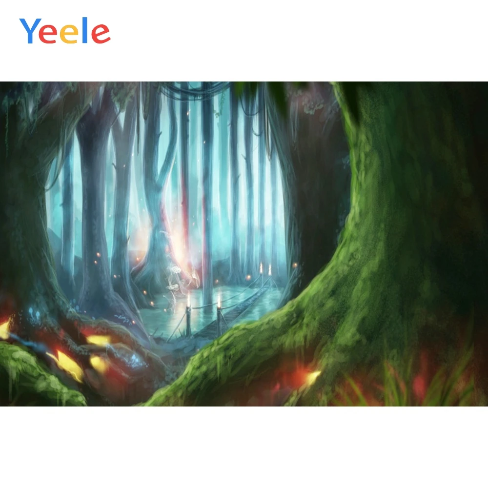 

Yeele Jungle Tree Root Light Bokeh Dreamy Baby Room Photography Backgrounds Customized Photographic Backdrops for Photo Studio