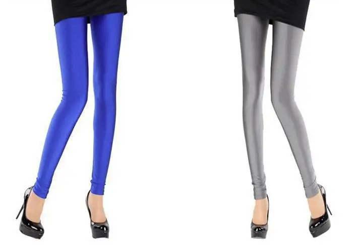 leggings with pockets 2021 Women Solid Color Fluorescent Shiny Pant Leggings Spandex maternity leggings