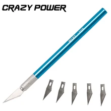 CRAZY POWER Engraving Knife Metal Handle Craft Scalpel DIY Tools With 6 pcs Blade for PC Laptop Mobile Phone Repair Tool