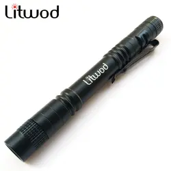 Litwod z10316 ручка свет Портативный Мини светодиодный фонарик факел CREE Q5 фонарик объятия по XP-2 500lm лампы 2x AAA батареи