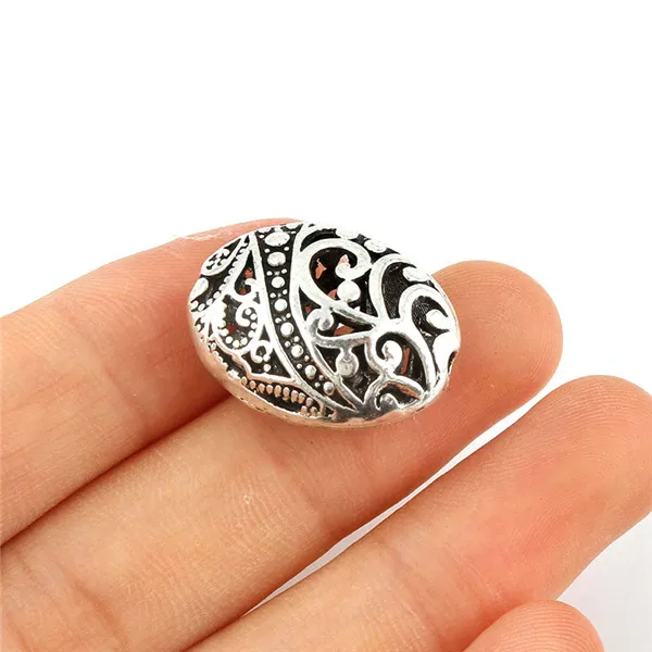 Spacer beads 10pcs 11x17x22mm Trendy Tibetan Silver Plated Ellipse Shaped Hollow Spacer Bead DIY Jewelry Making Bracelets