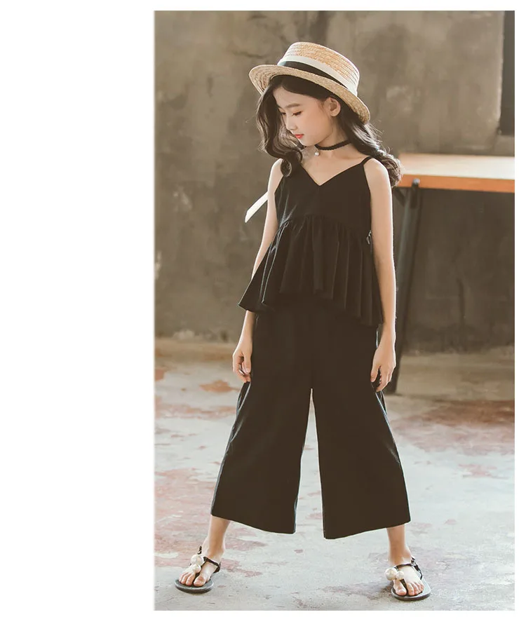 Toddler Girls Tracksuits Solid Grey Black Cotton Ruffles Tops & Pants Girls Clothing Set Big Kids Clothes Sets For Girls 2 piece Outfits (11)