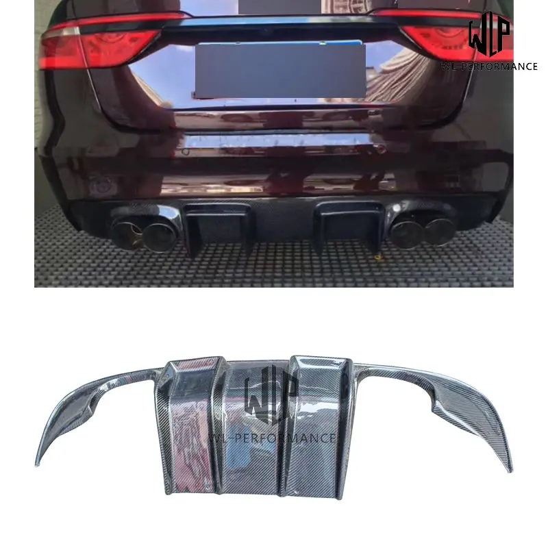 Подходит для Jaguar XF углеродное волокно Двойной наружный задний бампер диффузор