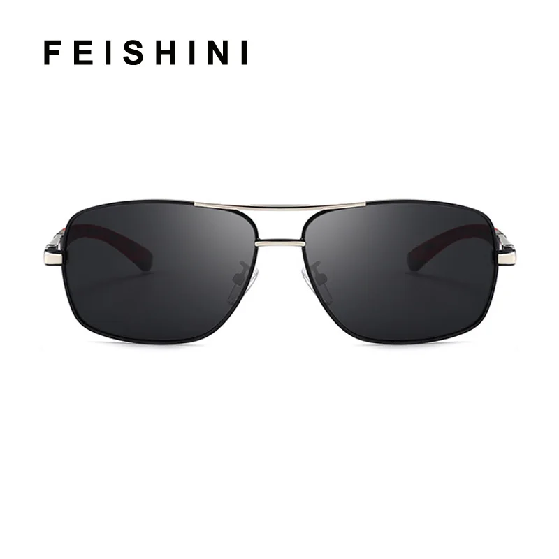 Feishini брендовые поляризованные солнцезащитные очки мужские прямоугольные Новые модные защитные очки для глаз для мужчин с аксессуарами