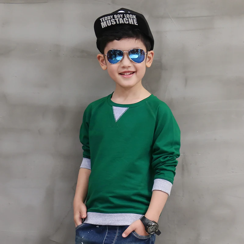Pioneer Kids Rouphot Sale Promotion Regular Solid Cotton Teenage School Boys T Shirt Outwear Autumn Longsleeve