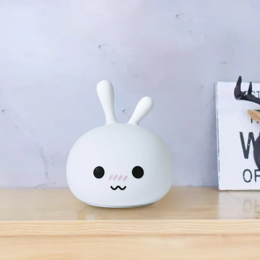 SuperNight Cartoon Rabbit LED Night Light Cute Bunny Colorful Silicone USB Children Kids Baby Bedroom Bedside Table Lamp Gift (2)