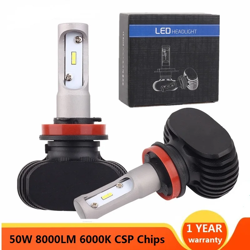 CSP H8 H11 H4 H7 H1 H3 Car Headlight Bulbs 2Pcs For Auto S1 N1 H27 HB3 HB4 Led Automotive 12V 50W 8000LM 6000K