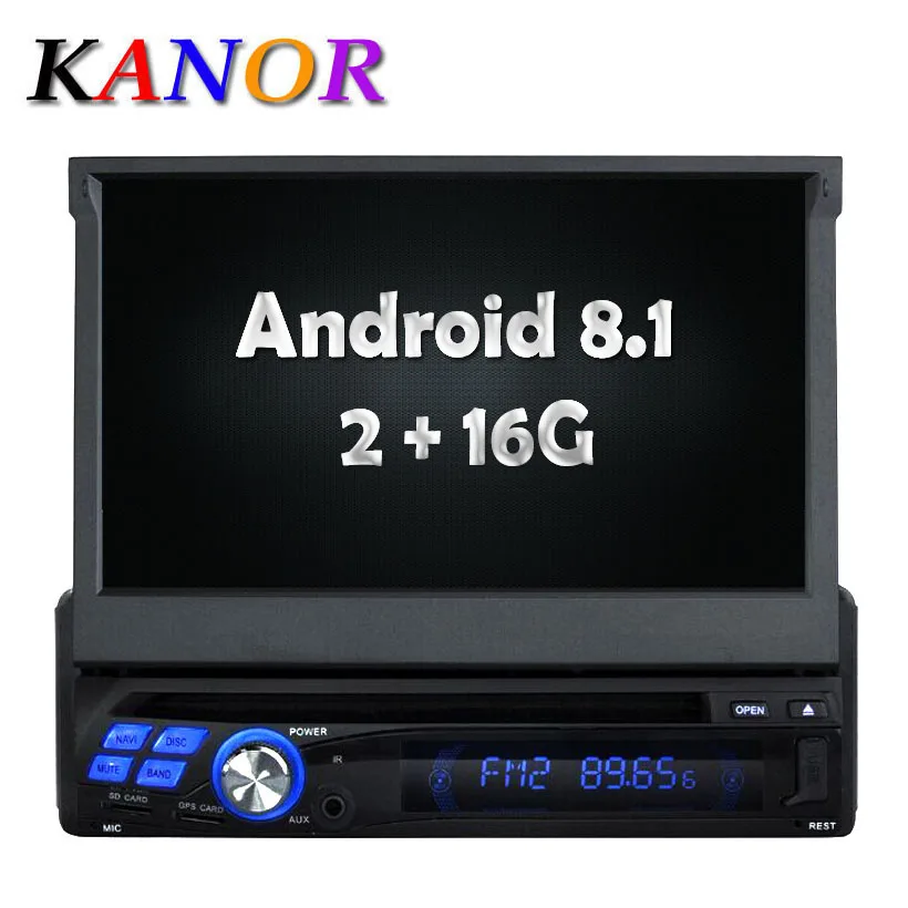 

KANOR 7inch Android 8.1 Quad core RAM 2G Single One din Car Radio Player Bluetooth Stereo Sat Nav RDS WIFI Multimedia