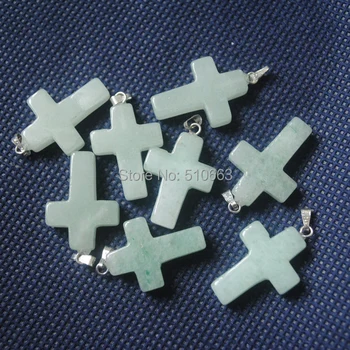 

50 Pieces/Lot,Nature Aventurine Stone Pendant,Size: 18x25mm,Cross Shape