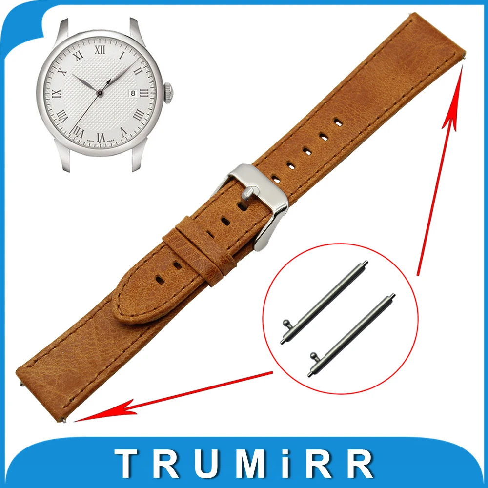 

20mm 22mm Genuine Leather Watch Band Quick Release Strap + Spring Bar for Tissot 1853 T035 T097 Belt Men Women Bracelet Brown