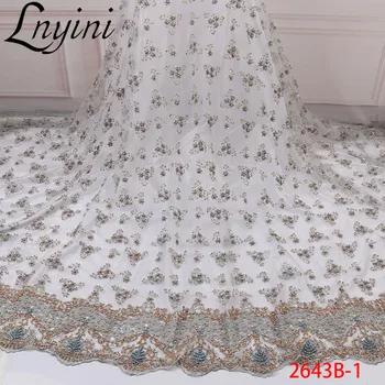 

Popular Luxury Handmade Beads Lace Top Selling French African Tulle Mesh Lace Nigerian Beaded Lace for Wedding Dress L2643B-1
