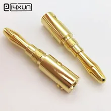 1 pcs 4mm Banana Plug Gola-banhado Plugues de Áudio Speaker Cabo Conector de Solda Livre
