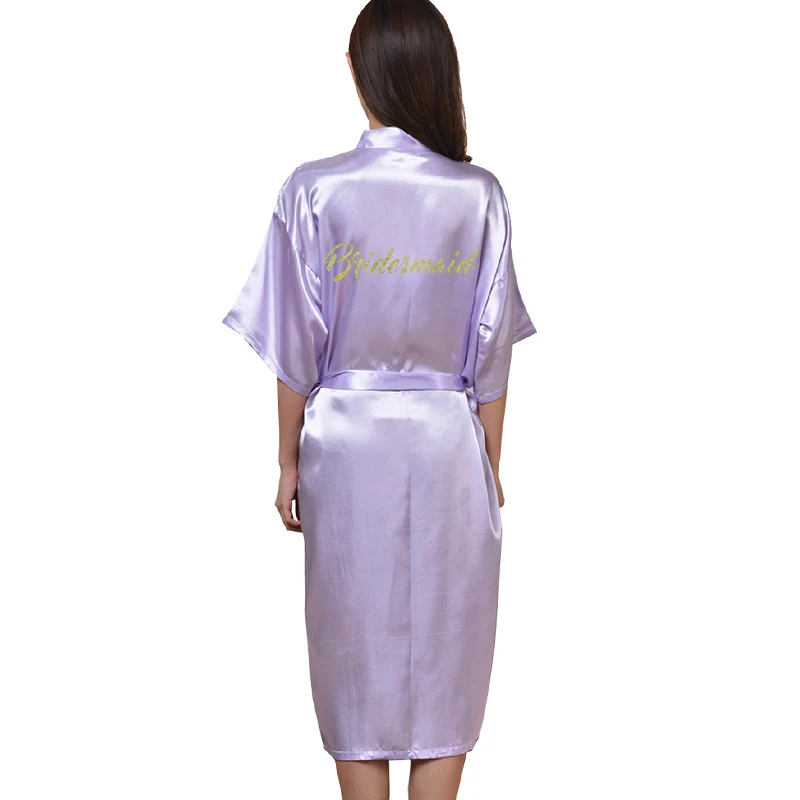 TJ01 Большие размеры Gold Золото письмо невесты получить готовый халат Свадебные вечерние подарки халат халаты для женщин - Цвет: Lavender Bridesmaid