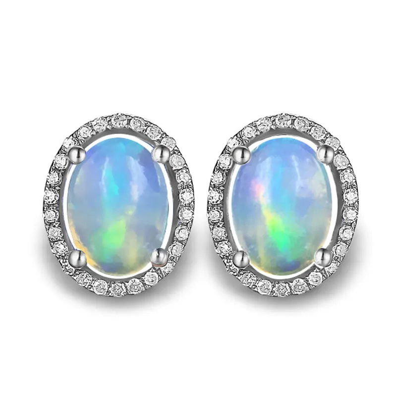 Женские серьги с натуральным огненным опалом ZHHIRY цельные из настоящего камня