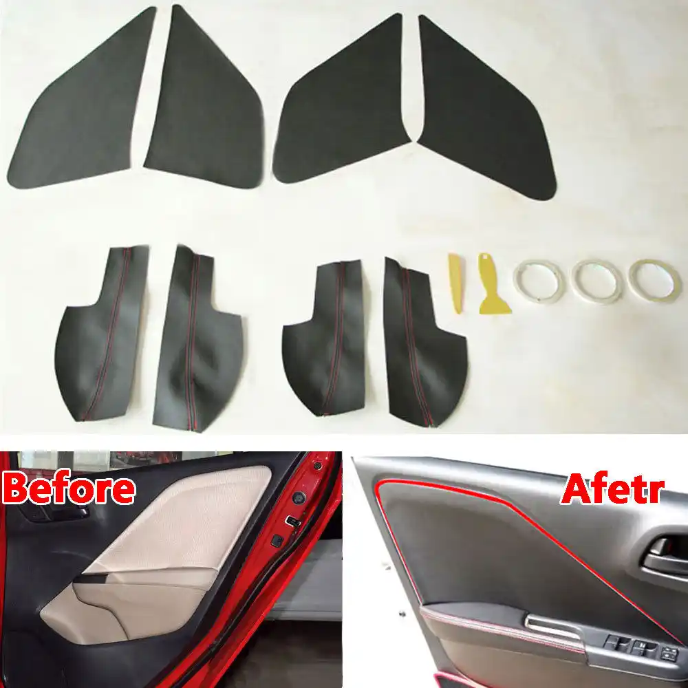 For 2014 Honda City Car Door Panel Armrest Surface Cover Trim Dust Proof Guard Interior Car Styling Accessories Pu Car Covers