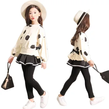 

Children's Garment New Pattern Autumn Child Culotte Twinset Elastic Force Casual Long Sleeve Suit