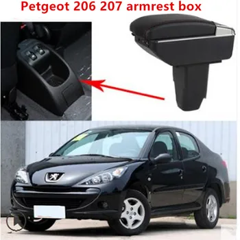 

For Petgeot 206 207 armrest box central Store content box Armrest Storage Center Console products accessory ABS with leather USB