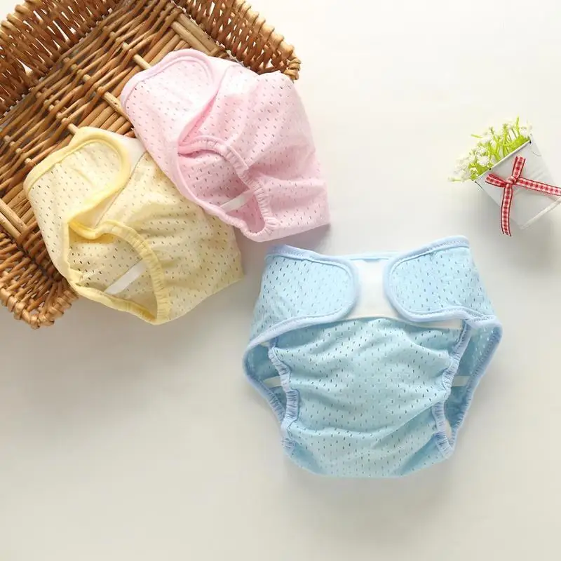 Для новорожденных дышащая Летняя Сетка Ice Шелковый хлопковый подгузник Многоразовые подгузники Крышка Регулируемый двубортный санитарно