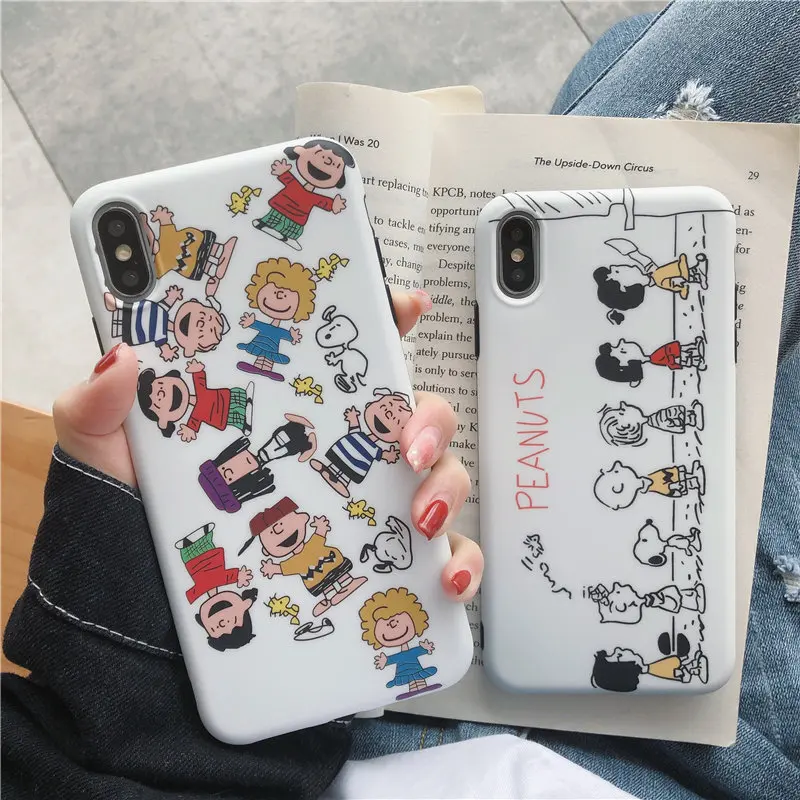 

Cute PEANUTS Cartoon Charlie Brown Soft Silicone Case For iPhone 6 6S 7 8 Plus Pet Dog Phone Cover For iPhone X XR XS Max Funda
