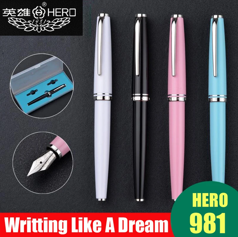 

Free Shipping Box Packing Hero 981 Luxury Business Fountain Pen Fast Writing Brand Gift Ink Pen Factory Direct Selling