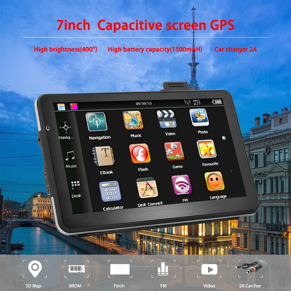 Катарина 7 дюймов GPS навигация емкостный экран 256MB 8GB автомобиль грузовик Sat Nav