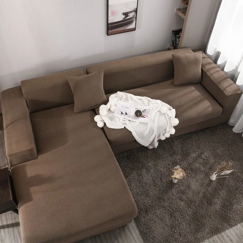 

Modern Thick Solid Flannel Slipcover Elastic Corn Kernels Sofa Cover Stretch Tight Slip-resistant Sectional Sofa 1 2 3 4 Seat