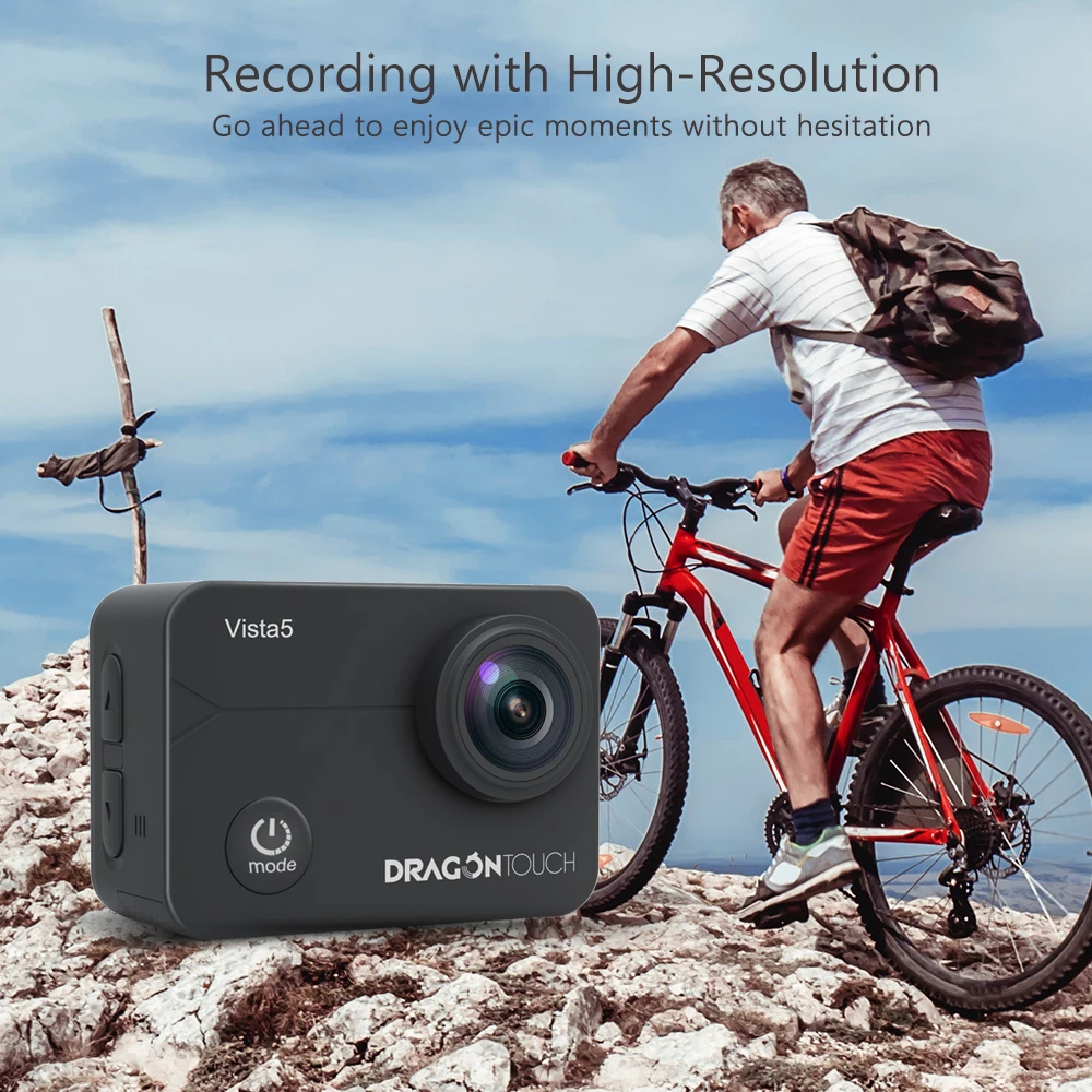 Dragon Touch Vista 5 Экшн камера 4K 30fps Встроенный микрофон подводный водонепроницаемый wifi