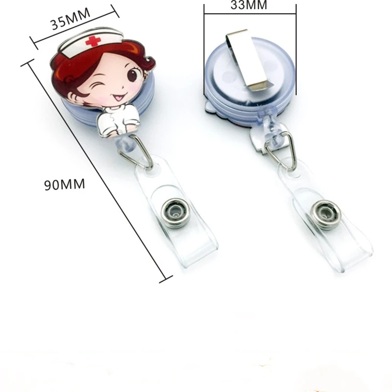 Nurse Retractable Badge Reel Pull ID Card Badge Holder Belt Clip Hospital School Office for Man and Woman (7)