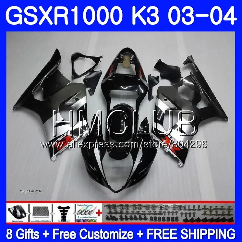 

Body For SUZUKI GSXR-1000 GSXR1000 03 04 Bodywork 32HM.0 GSX-R1000 GSX R1000 03 04 K3 GSXR 1000 2003 2004 Fairing Silvery grey