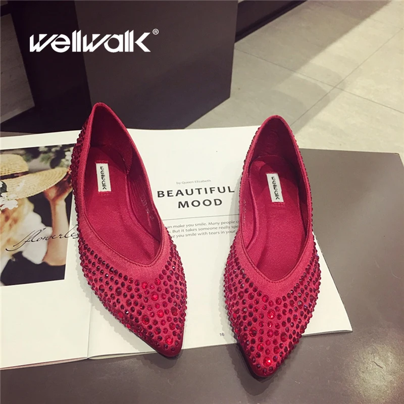 

Slip On Shoes Female Ballet Flats Summer Shoes Crystals Embellishment Ladies Ballerina Flats Women Shoes Pointed Toe