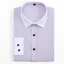 Плюс Размеры 6XL 5XL 4XL XXXL Белый воротничок полосатой Бизнес Повседневное Для мужчин рубашки с длинным рукавом элегантные вечерние вок Для мужчин Мужская классическая рубашка