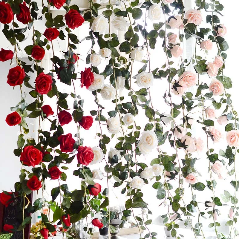 2x 2.4m Fake Artificial Flower Vine Ivy Leaf Hanging Garland String Home Decor
