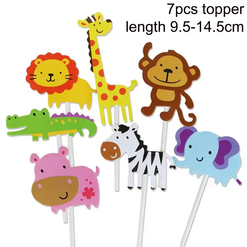 baby shower ni/ño decoracion cumplea/ños adornos dinosaurios tarta infantil topper 6 Piezas Selva Safari Animal Cupcake Toppers Selecciones Zoo Animal Cake Toppers Selecciones para Ni/ños Fiesta