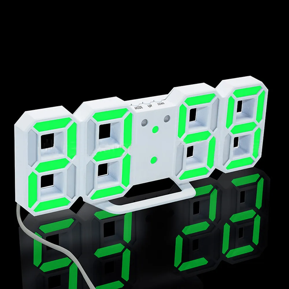 Modern Digital LED Table Desk Night Wall Clock Alarm Watch 24 or 12 Hour Display Home Clock Acrylic White