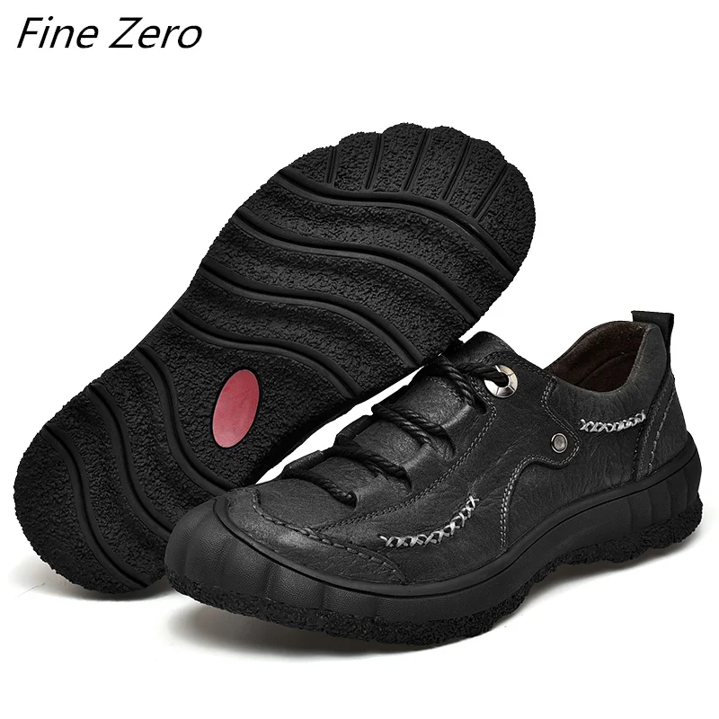 Men's Waterproof Hiking Shoes Travel Shoes Outdoor Non-slip Wear Hunting Sneakers Genuine Leather Trekking Climbing Sports Shoes