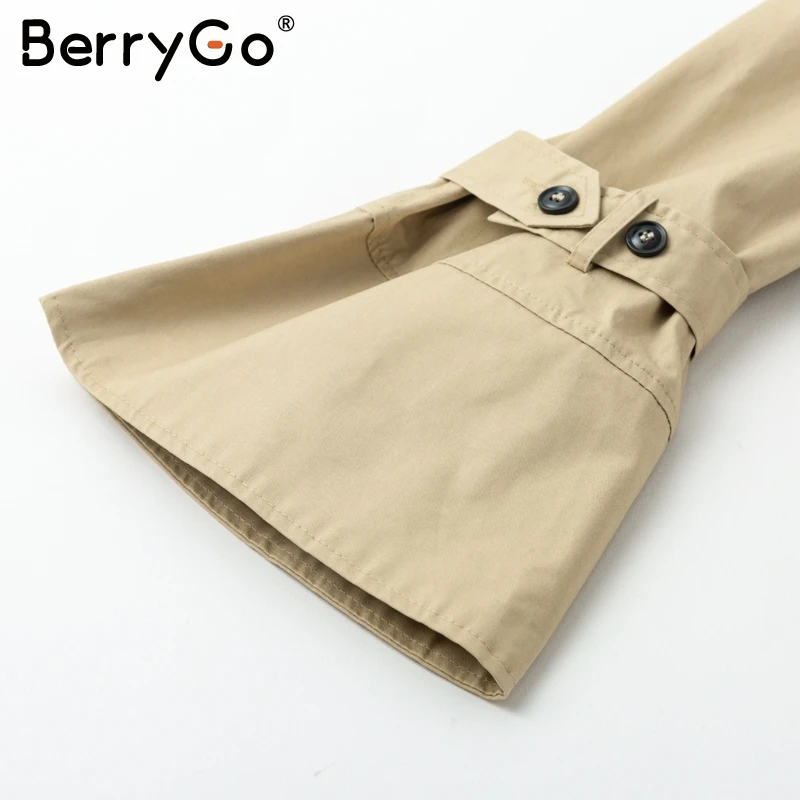 BerryGo с открытыми плечами сексуальный Тренч пальто для женщин высокого пояса хаки