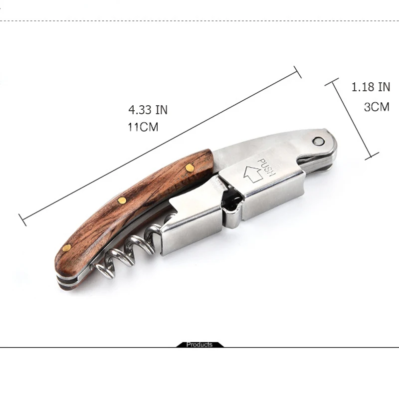 Штопор для бутылок вина из дерева, нержавеющая сталь, банка для пива, гиппокамп, Ретро Простой открытый инструмент для кухни, бара, аксессуары Kichen