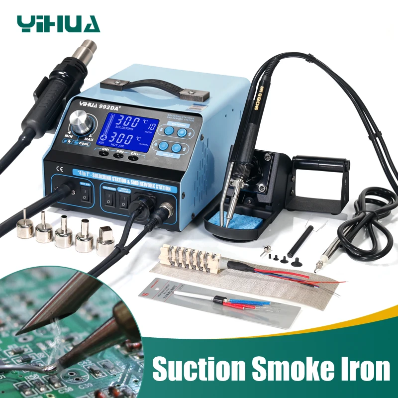 YIHUA 992DA+ 3 In 1 Hot Air Rework Soldering Iron Station Smoke Vacuum BGA Soldering Station YIHUA 992DA+ 3 In 1 Hot Air Rework Soldering Iron Station Smoke Vacuum BGA Soldering Station