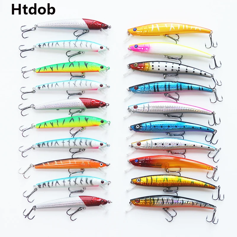 

Htdob 20 Pcs/pack 2 Style Fishing Lures Set Minnow Fishing Wobblers Artificial Lure Baits wtih VMC Treble Hooks Fishing Tackle