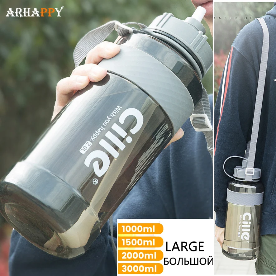 

Brand Large Capacity Sport Drinking Water Bottle with Straw Plastic Water Drinking Bottle for Water BPA Free Space Bottle 1L 2L