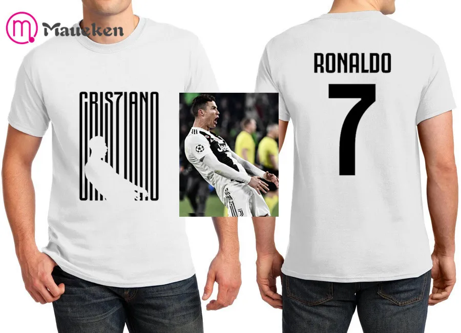 2018 printed cr7 name cristiano ronaldo T-Shirt Men Short Sleeve 100% cotton O Neck T shirts for  fans gift