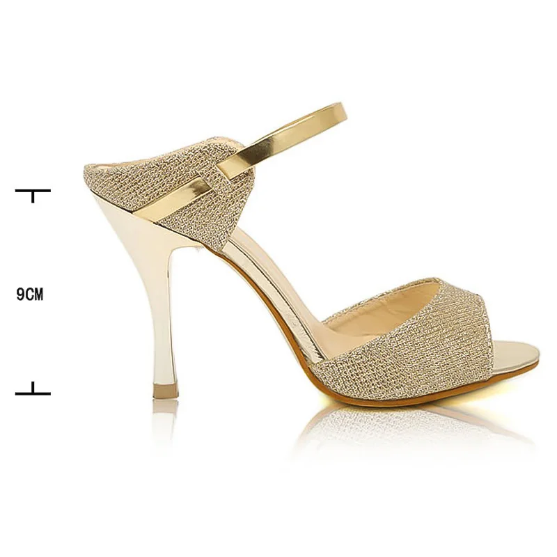 Women Pumps Thin Heels Ladies Sandals Women Middle Heels Peep Toe High Heel Pumps Women Shoes Female Wedding Shoes Gold Silver