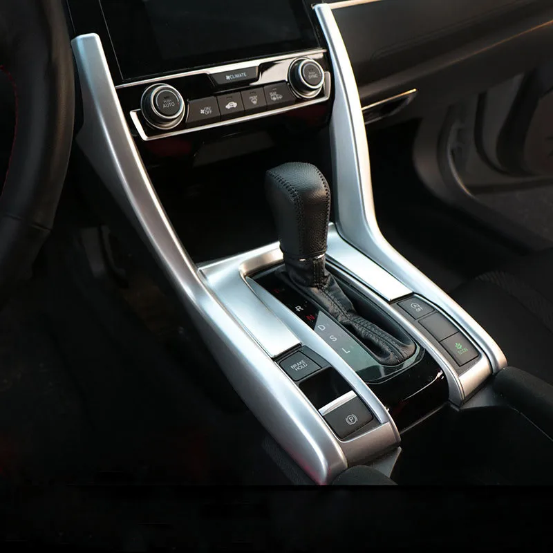 

For Honda Civic 10th 2016 2017 ABS Matte Car Interior Gear Box Console Panel Frame Cover Trim Sequin Decoration Auto Accessories
