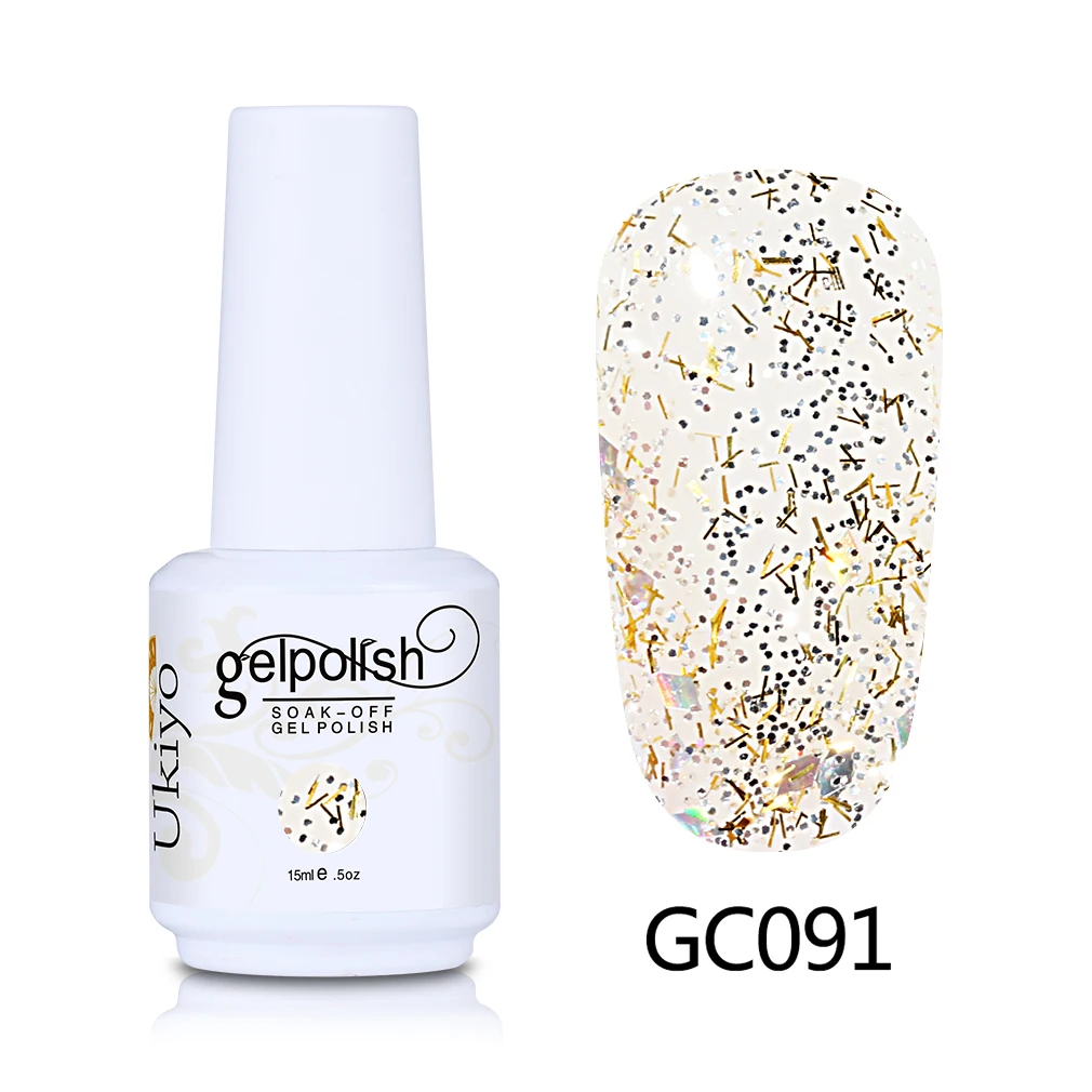 GC091 Ukiyo 15 мл гель для ногтей с блёстками лак отмачиваемый гель лак алмазные ногти Эмаль Лак Vernis Полупостоянный гель лак - Цвет: GC091