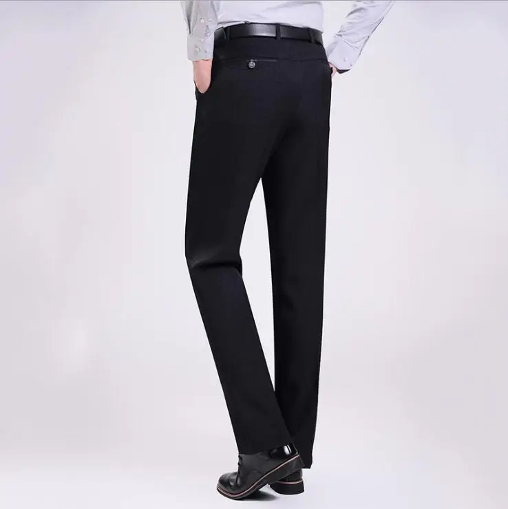 Высокое качество Осень Зима повседневные деловые брюки для пожилых людей с высокой талией свободные брюки костюм брюки плюс размер 40 - Цвет: black