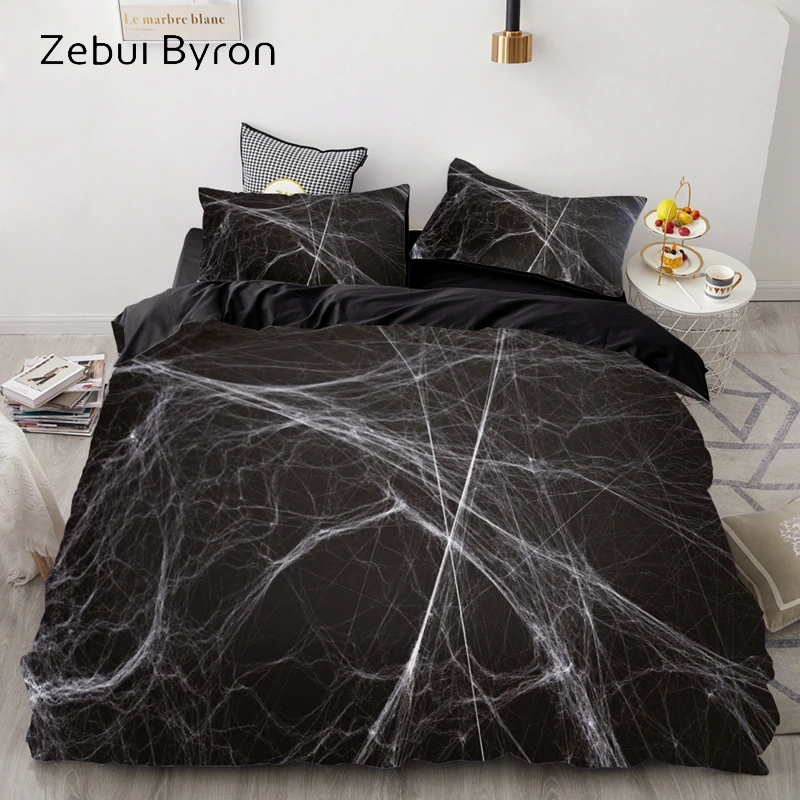 

3D Print Bedding Set Custom/Europe/USA Queen/King,Duvet Cover Set,Quilt/Blanket Cover Set Halloween Spider web,drop ship