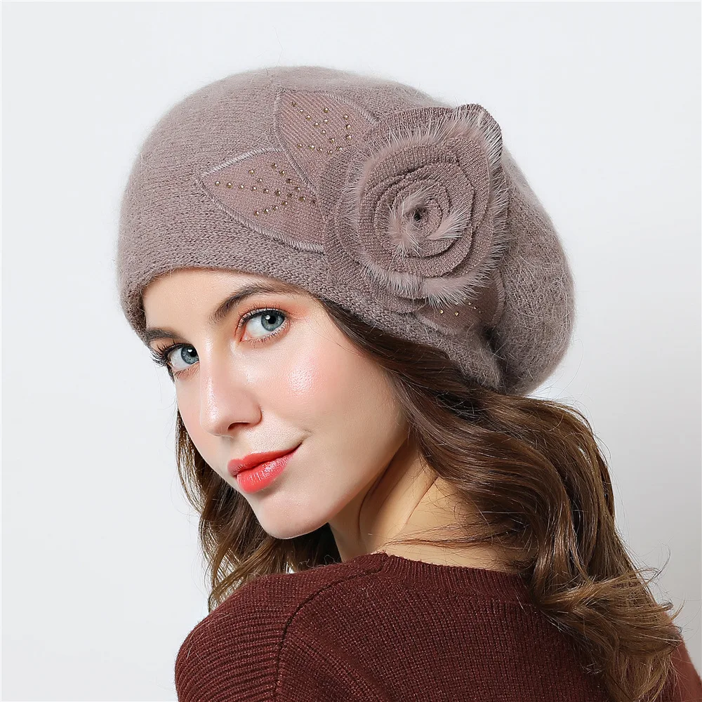 

thermal warm Bonnet Wool Rabbit's Hair Print Winter Fall Outdoor Mask Ski Caps Men's Women Hat Knitted Skullies Beanie Female